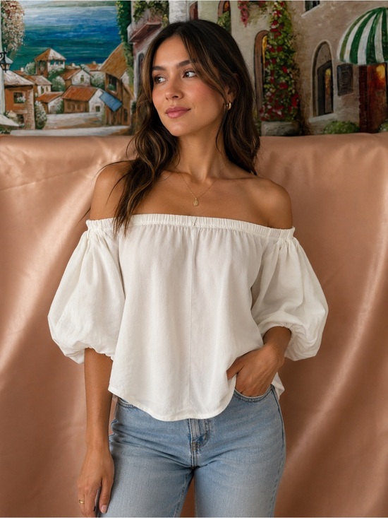 Reformation Tops - Reformation Off Shoulder Rayon White Top ✨Size Small